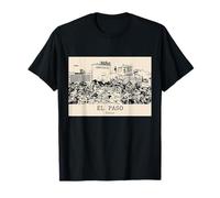 El Paso Texas Vintage Skyline Drawing T-Shirt