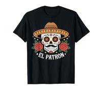 El Patron Mexican Sugar Skull and Roses Cinco de Mayo T-Shirt
