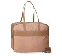 El Potro Luna 15.6 Inch Laptop Case with Two Compartments Adjustable Beige Polyester with Faux Leather Detailing by Joumma Bags