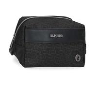 El Potro Luna Toiletry Bag Black 17.5x10.5x9.5cm Polyester with Faux Leather Details by Joumma Bags
