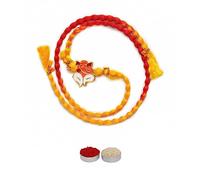 El Regalo Handmade Ganesha Mauli Thread Rakhi for Brother - Auspicious Ganesha Moli Rakhi with Roli Chawal, Rakhi Message Card in Rakhi Gift Box
