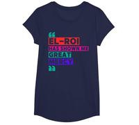 El Roi Has Shown Me Great Mercy - NSPPD Morning Prayer T-Shirt, Girls, Navy Blue, Medium