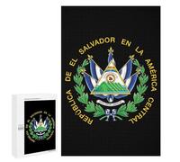 El Sa-lvadors Coat of Arms Vertical Wooden Jigsaw Puzzles for Adults Challenge Intelligent Puzzle Letter on Back Picture Home Decor
