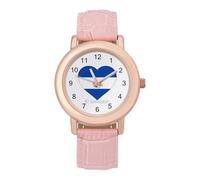 El Sal-vador Flag Heart Women's Custom Watch Fashion Soft Strap Wristwatches Gifts for Birthdays Valentine's Day