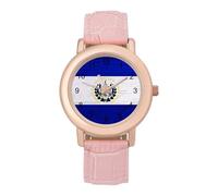 El Sal-vador Flag Wood Women's Custom Watch Fashion Soft Strap Wristwatches Gifts for Birthdays Valentine's Day
