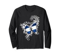 El Salvador Flag Butterfly Swirl Butterflies Long Sleeve T-Shirt