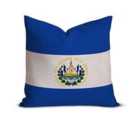 El Salvador Flag Lumbar Pillow Cover 12 x 12 Inch, Square Cotton Linen Patriotic Cushion Covers, Decorative Throw Pillow Case Protector with Hidden Zipper for Sofa Couch Bedroom Home