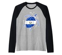 El Salvador Flag Sea Turtle Fishes Bubbles Raglan Baseball Tee