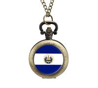 El Salvador Flag Vintage Pocket Watch Alloy Pendant Watches Necklace Gift for Men Women Coppery-Style