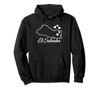 El Salvador Map Outline Hearts Pullover Hoodie