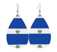 El Salvador Printed leather earrings with teardrop-shaped dangling design, light and soft.