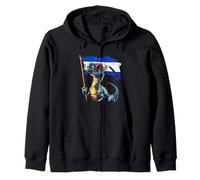 El Salvador T-Rex El Salvadorian Flag El Salvadorian Roots Zip Hoodie