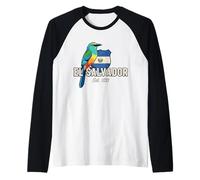 El Salvador Torogoz Bird Flag Shield Est 1821 Raglan Baseball Tee