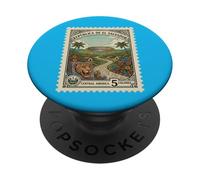 El Salvador Vintage Crater Landscape Stamp 5 Colones Jaguar PopSockets Adhesive PopGrip