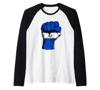 El Salvadorian Handfist El Salvadorian Flag El Salvador Raglan Baseball Tee