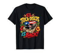 El Toca-Discos is Back Boricua Retro Vinyl DJ Vibes Value Graphic T-Shirt, Men, Black, S