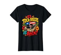 El Toca-Discos is Back Boricua Retro Vinyl DJ Vibes Value Graphic T-Shirt, Women, Black, XL