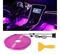 El Wires Car Interior LED Strip Light 5m/16ft Neon Light, Car Decorative Atmosphere Strip Light Sewing Edge Decor DIY Sign With USB (Purple)