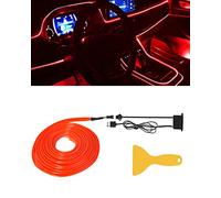 El Wires Car Interior LED Strip Light 5m/16ft Neon Light, Car Decorative Atmosphere Strip Light Sewing Edge Decor DIY Sign With USB (Red)