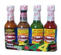 El Yucateco Habanero 4 x 120ml Pack/Mexican Hot Sauce Variety Bottles, Red & Green Habanero Sauce, Extra Hot Chilli Sauce and Carribean Spicy Sauce