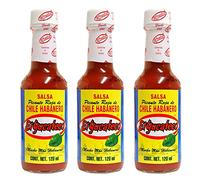 El Yucateco Habanero Red 120ml (Pack 3) / Red Habanero Pepper Hot Sauce, Spicy Mexican Salsa Sauce