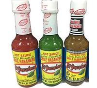 El Yucateco Salsa Chile Habanero Red, Green and Kutbil-ik-de XXXTRA 3 Bottle Saver Pack with Tapas Dish