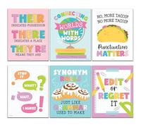 ELA Posters for High School Classroom English Decor Grammar Prints Wall Art | Wall Art, ESL Decorations for Middle & High School Teachers, ELA 3rd 4th & 5th Grade Muted Colorful Pastel Classroom Decor
