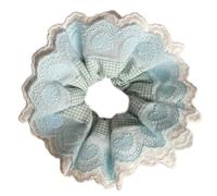 Elaborate Ruffled Hair Tie For Women Rings Scrunchies Multi Layer Rope Blue Lacework