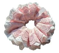 Elaborate Ruffled Hair Tie For Women Rings Scrunchies Multi Layer Rope Blue Lacework