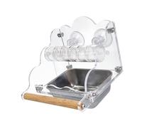 Eladcncmc Automatic Bird Food Feeder For Cage Rotating Feeding Box Bird Feeder Antisplash Parrot Food Container With Perch Stand