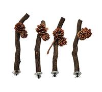 Eladcncmc Bird Toy Vine Wood Perch Parrot Stand Branch Cage Wooden With Pine Cones For Pet Birds