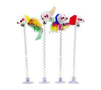 Eladcncmc Cat Wand Cat Interactive Toy Spring Cat Toy Cat Teaser Wand Mouse SuctionCup Toy Cat Scratcher Toy