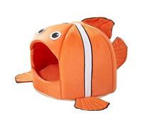 Eladcncmc Clownfish Shape Pet Tent Soft Bed For Small Dogs & Self-Warming Condo Machine Cartoon Cave Dog House
