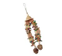 Eladcncmc Parrot Enrichment Toy Wood Block Pinecone Chew For Cage Biting Safe Braided Straw Toy For Chewing Cage Toy