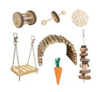 Eladcncmc Small Pet Swing Toy Parrot Cage Natural Wood Toy Pet Cage Playgrounds Toy Set 8PCS Hamster Bridge Seesaw Small Animal Toy