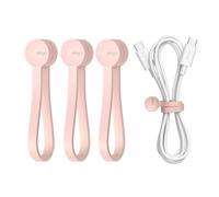 elago 3 Pack Magnetic Cable Ties, Premium Silicone Cord Organizer, Reusable Strong Magnet Cable Organizer, Elegant Desk Management Solution (Lovely Pink)