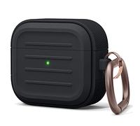 elago Armor Case with Keychain Compatible with AirPods 3 Case Cover - Supports Wireless Charging, Shock Resistant, Full Protection (Black)