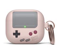 elago AW5 Case Compatible with AirPods 3 Case, Classic Game Player Console Design Case with Keychain, Support Wireless Charging (Sand Pink)