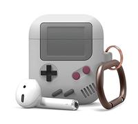 elago AW5 Case Compatible with AirPods Case 2&1 - Classic Game Design with Carabiner, Supports Wireless Charging (Light Gray)