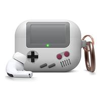 elago AW5 Case with Keychain for AirPods Pro | Classic Handheld Game Console Design Case with Keychain, Durable Silicone Construction [US Patent Registered] (Light Grey)