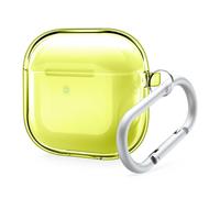 elago Clear Case Compatible with AirPods 4 Case - Compatible with AirPods 4th Generation Case, Carabiner Included, Reduced Yellowing, Wireless Charging, Shock Resistant, Full Protection (Neon Yellow)