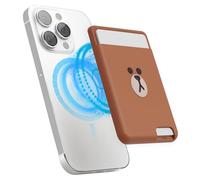 elago l LINE Friends Magnetic Wallet Card Holder Compatible with MagSafe Compatible with iPhone 16,15,14,13,12 Series - Phone Wallet, Long Last Silicone, Scratch and Damage Protection (Brown)