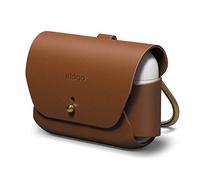 elago Leather Case with Keychain for AirPods Pro 2 & 1 | Genuine Leather case with Keychain, Luxurious Colors, Brass Ring Holder, Great Protection (Brown)