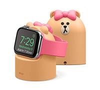 elago | LINE Friends W2 Charger Stand Compatible with All Apple Watch Series Ultra 3&2&1/11/10/9/8//7/6//5/4/3/2/1,SE3/SE2/SE (49mm, 46mm, 45mm, 44mm, 42mm, 41mm, 40mm, 38mm), Nightstand Mode (CHOCO)