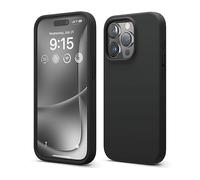 elago Liquid Silicone Case Compatible with iPhone 15 Pro Case, Premium Silicone, Full Body Protective Cover [4 Layer Shockproof Structure], Anti-Scratch Soft Microfiber Lining (Black)