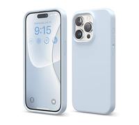 elago Liquid Silicone Case Compatible with iPhone 15 Pro Case, Premium Silicone, Full Body Protective Cover [4 Layer Shockproof Structure], Anti-Scratch Soft Microfiber Lining (Light Blue)