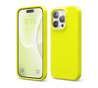 elago Liquid Silicone Case Compatible with iPhone 15 Pro Case, Premium Silicone, Full Body Protective Cover [4 Layer Shockproof Structure], Anti-Scratch Soft Microfiber Lining (Neon Yellow)