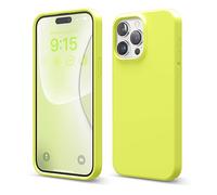 elago Liquid Silicone Case Compatible with iPhone 15 Pro Max Case, Premium Silicone, Full Body Protective Cover [4 Layer Shockproof Structure], Anti-Scratch Soft Microfiber Lining (Neon Yellow)