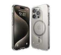 elago Magnetic Hybrid Clear Case for iPhone 15 Pro | Compatible with MagSafe, US Military Grade Drop Protection, PC + TPU Hybrid Technology, Reduced Yellowing (Medium Grey)