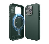 elago Magnetic Leather Case Compatible with iPhone 15 Pro Case, Compatible with MagSafe, Premium Vegan PU Leather, Built-in Strong Magnets, Full Body Protection [5 Layer Structure] (Midnight Green)